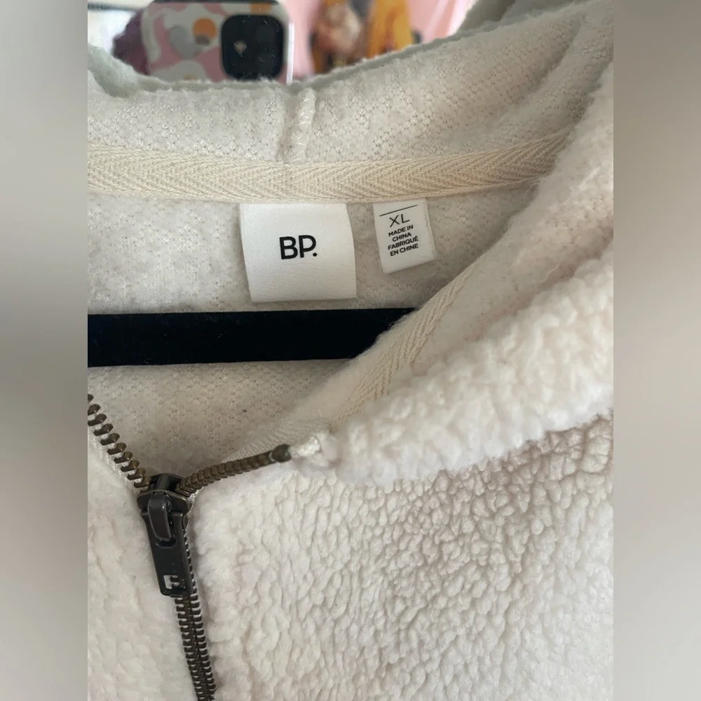 BP White Cozy Sherpa Long Hoodie XL - Picture 2 of 6